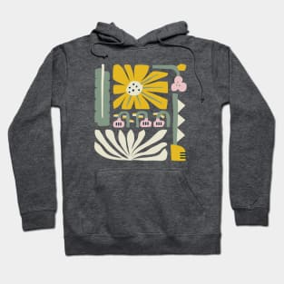 Fun abstract flower garden - yellow and green Hoodie